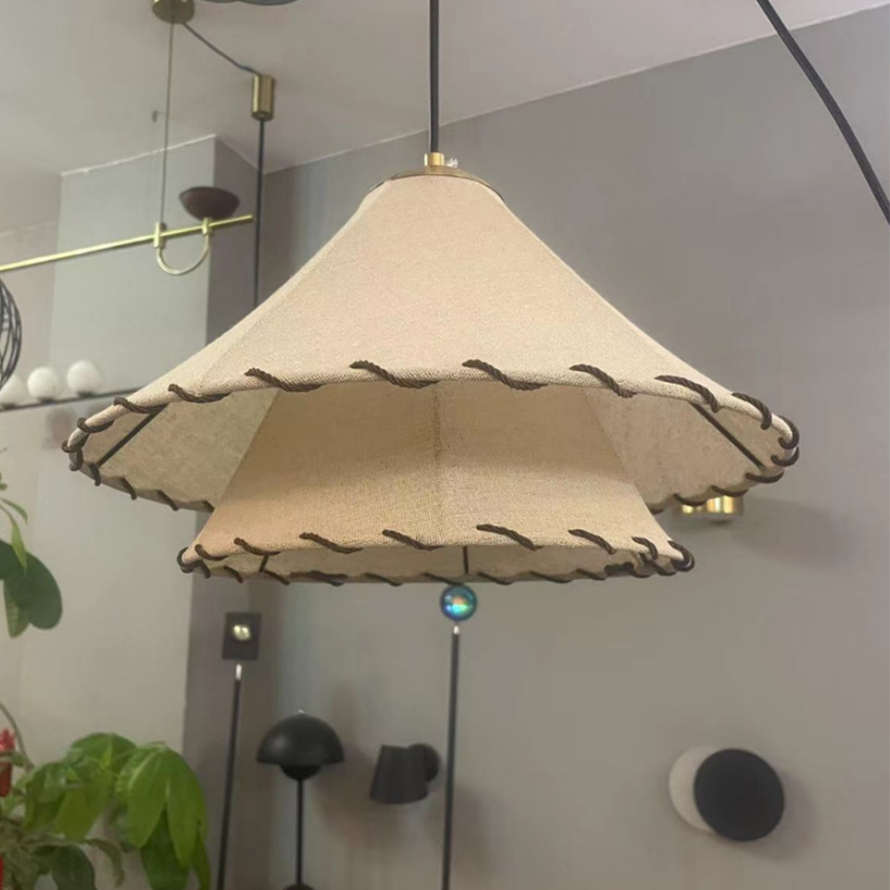 Vinatge Wabi-Sabi Lotus Leaf Fabric Pendant Light -Homdiy