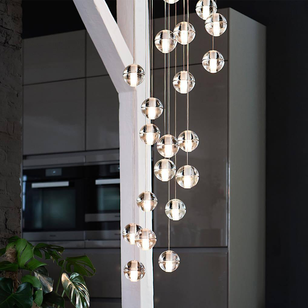 Round & Square Crystal Pendant Lamp Stairway Lamp -Homdiy