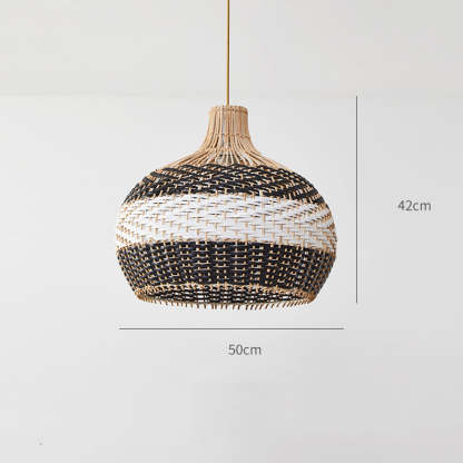 Minimalist Black White Lampshade Rattan Pendant Light -Homdiy