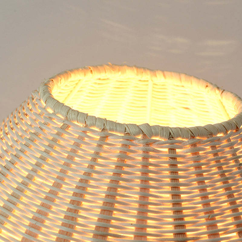 Handmade Rattan Table Lamp Rustic Bedside Desk Light -Homdiy