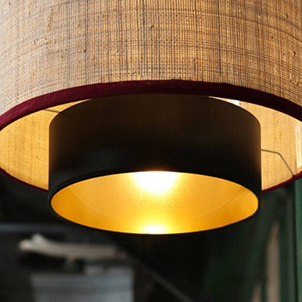 Contemporary Black Pendant Lamp Shade Linen Fabric Ceiling Light -Homdiy