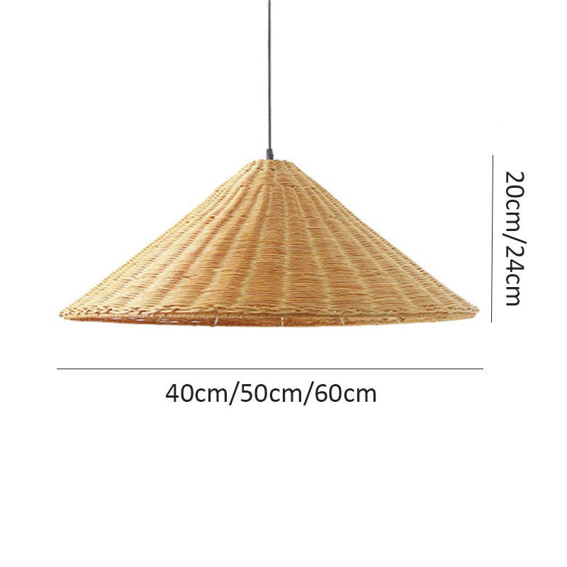 Woven Rattan Pendant Light Wicker Cone Lamp Shade -Homdiy