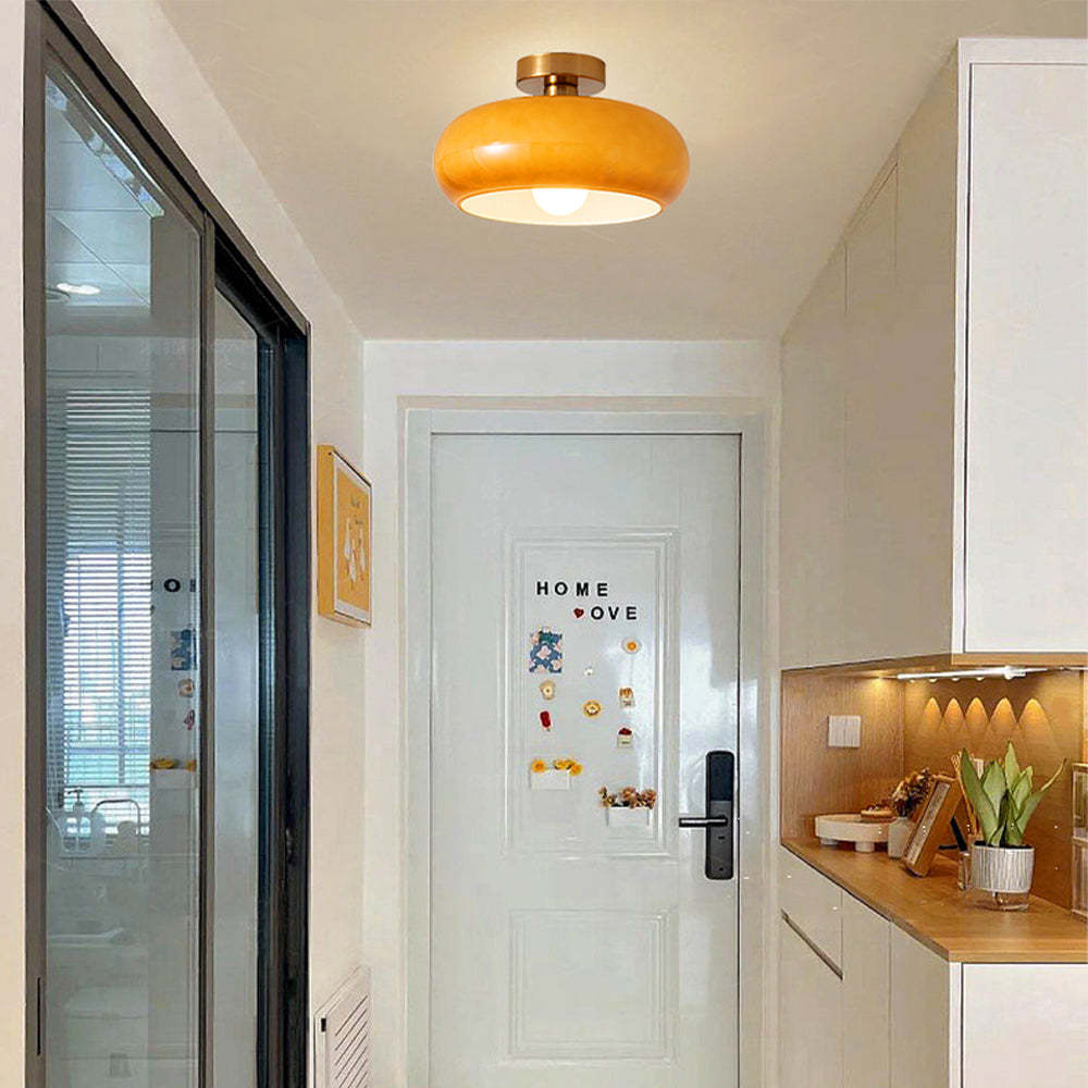 Retro Amber Round Glass Ceiling Light