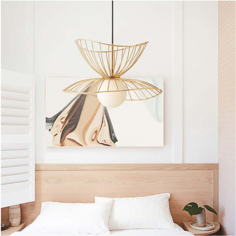 Modern Metal Chandelier Iron Straw Hat Pendant Light -Homdiy