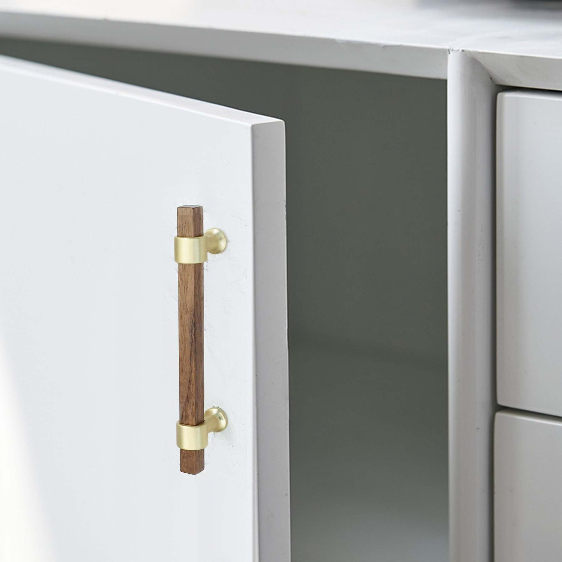 Black Walnut Square Cabinet Handles Beech Wood Drawer Pulls -Homdiy