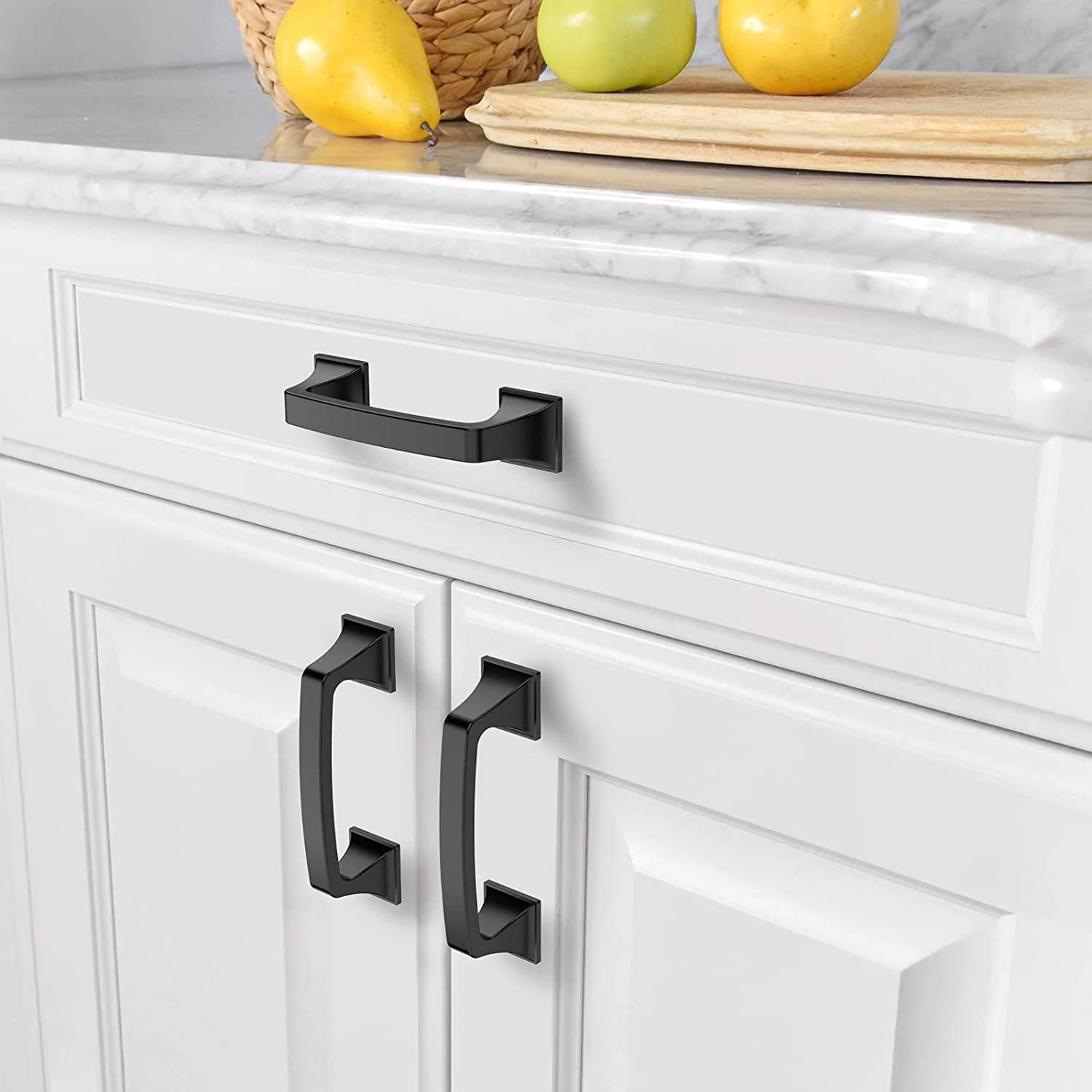 10 Pack Matte Black Cabinet Handles Black Drawer Pulls Vintage Bathroom Cabinet Handles(LS9136BK) -Homdiy