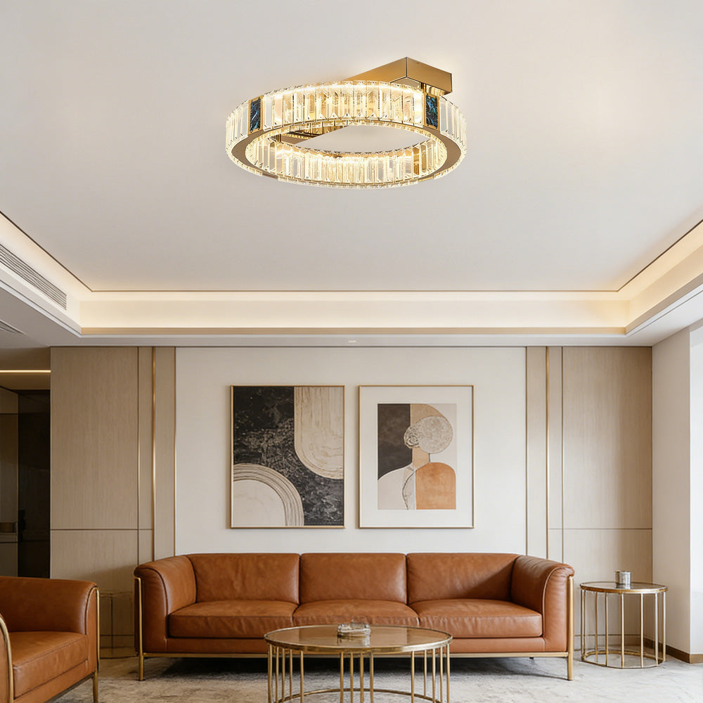 Modern Gold Crystal LED Ring Flush Mount Ceiling Light