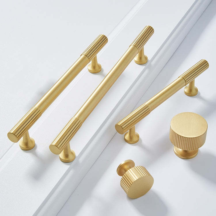 Linear Knurled Solid Brass Cabinet Handles and Knobs -Homdiy