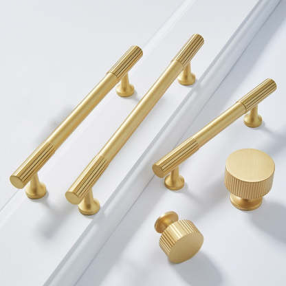 Linear Knurled Solid Brass Cabinet Handles and Knobs -Homdiy