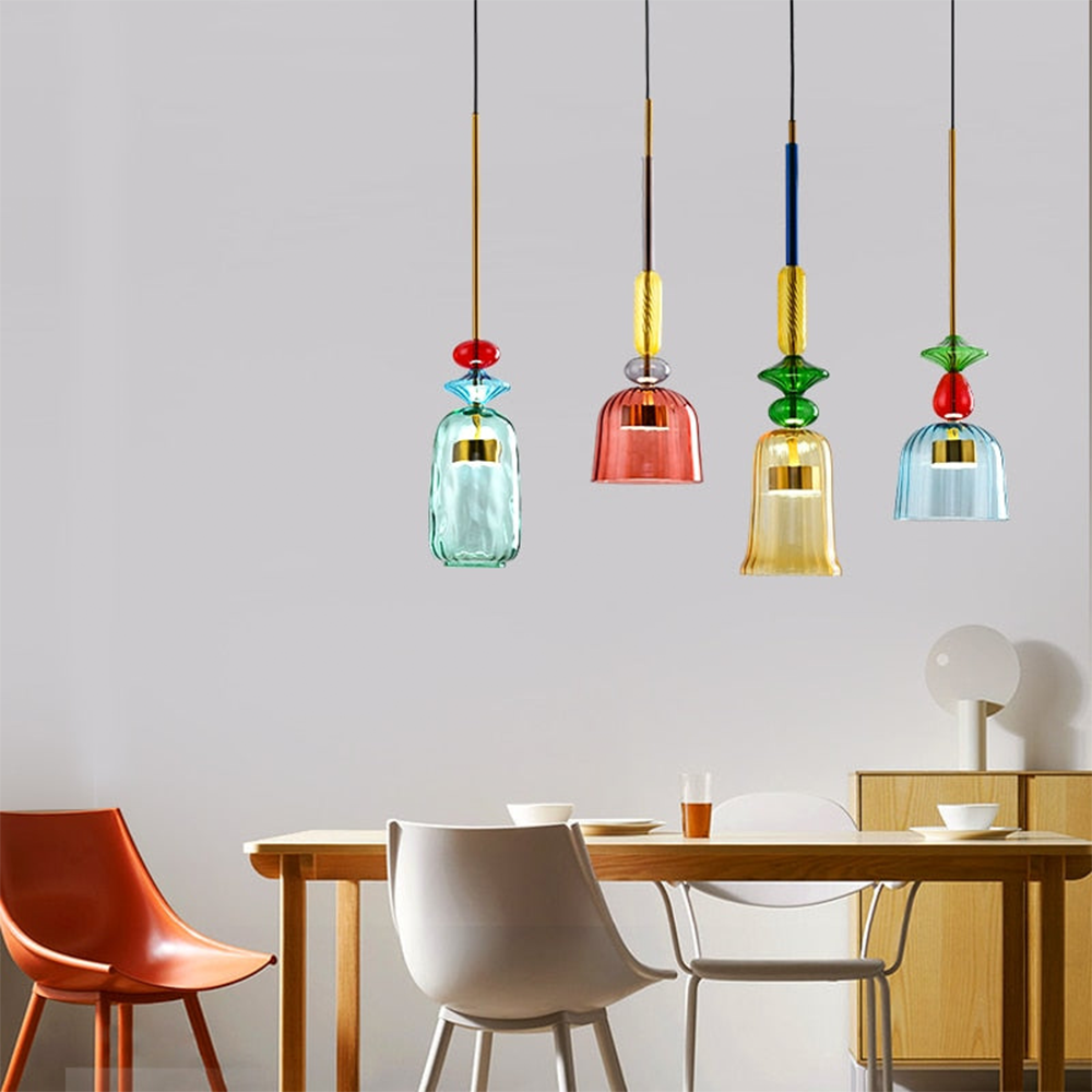 Vintage Colored Glass Pendant Light -Homdiy