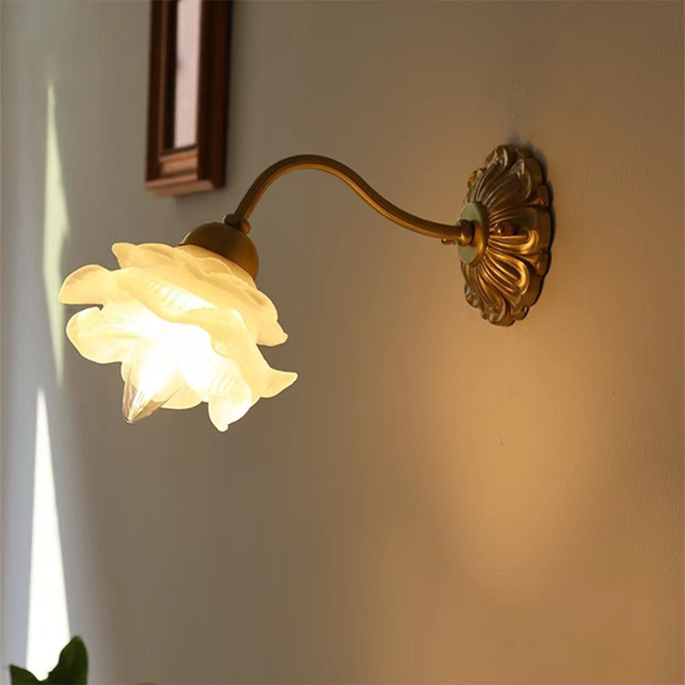 Vintage Copper Flower Petal Glass Wall Lamp -Homdiy
