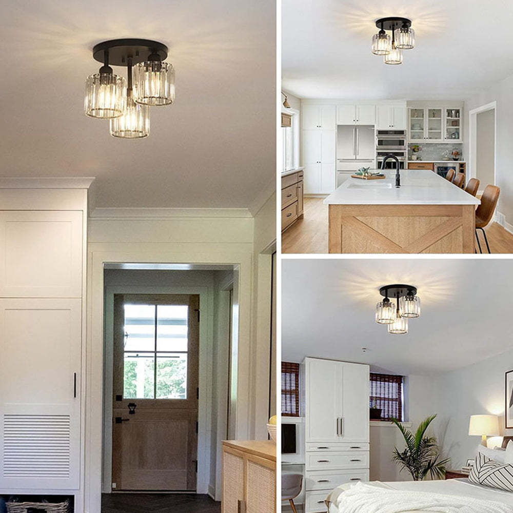 Modern Glass Crystal Semi Flush Ceiling Light