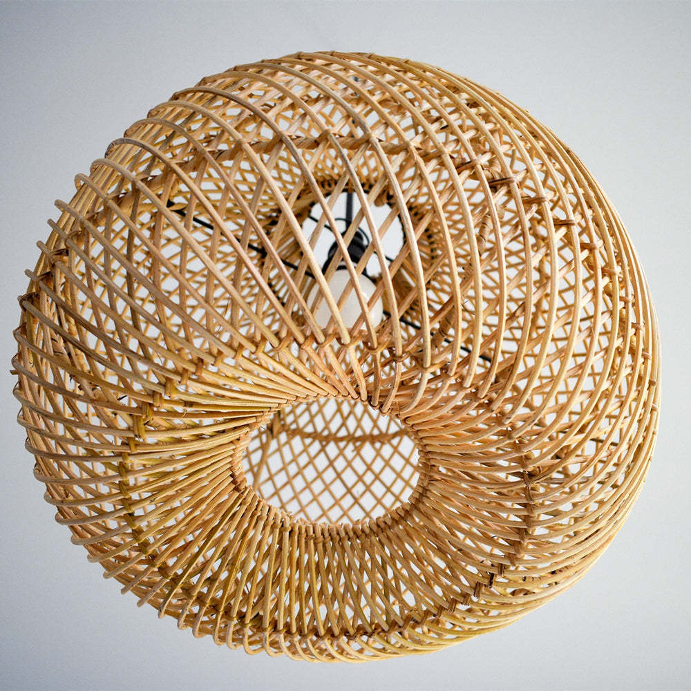 Handmade Wicker Pendant Lampshade Rustic Woven Rattan Pendant Light -Homdiy