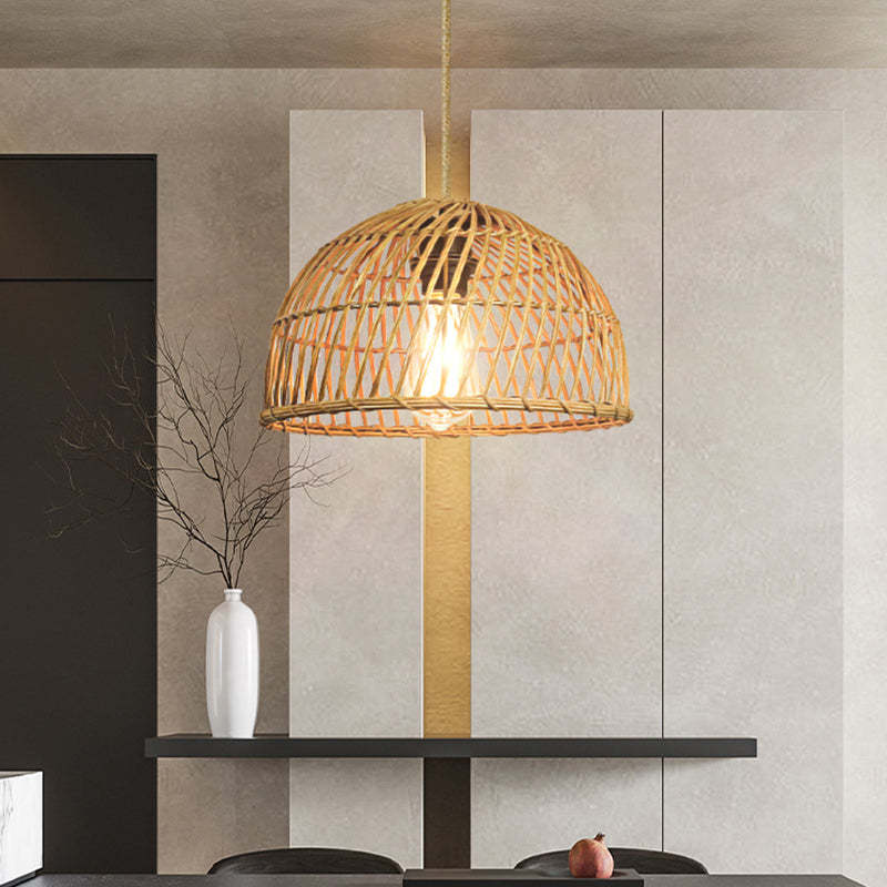 Hand-Woven Rattan Basket Pendant Light -Homdiy