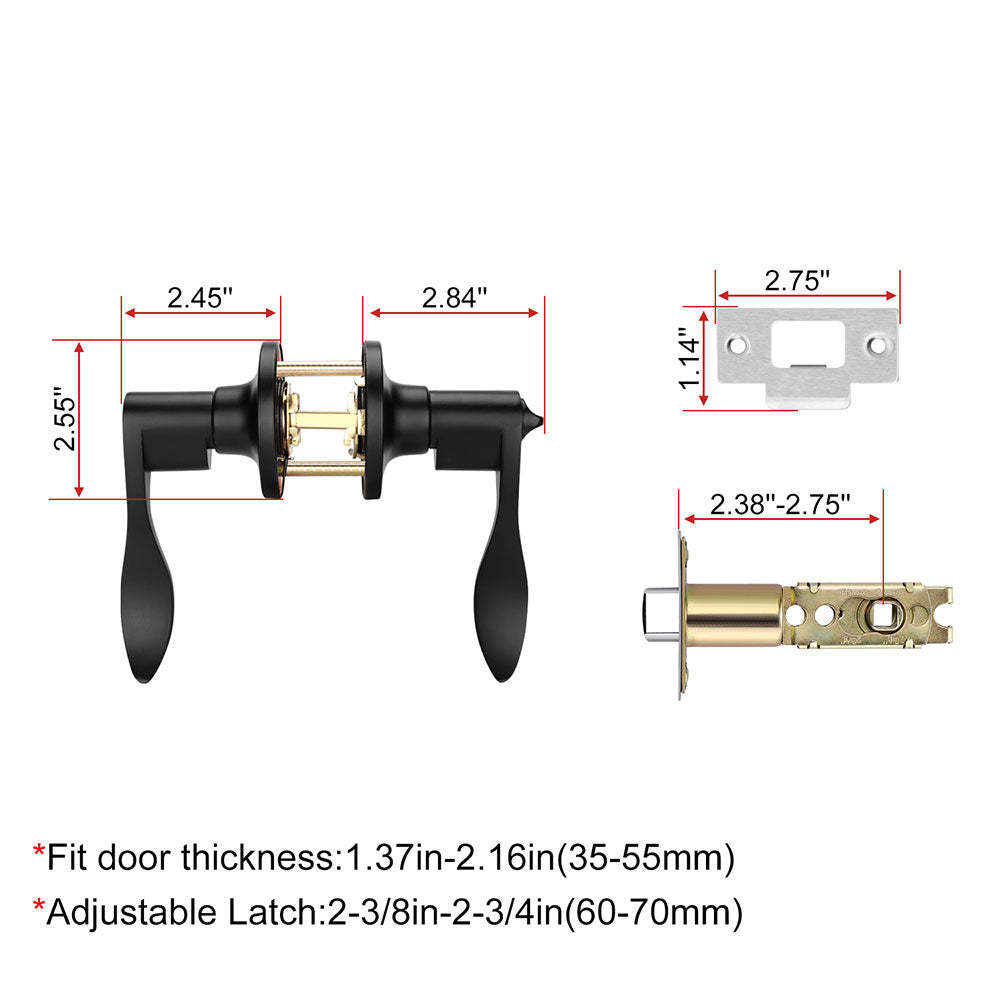 Privacy Door Lever Locking Door Handle Set for Bedroom & Bathroom Doors -Homdiy