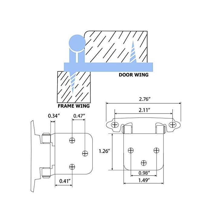 surface mount cabinet door hinges, variable overlay(5 pairs