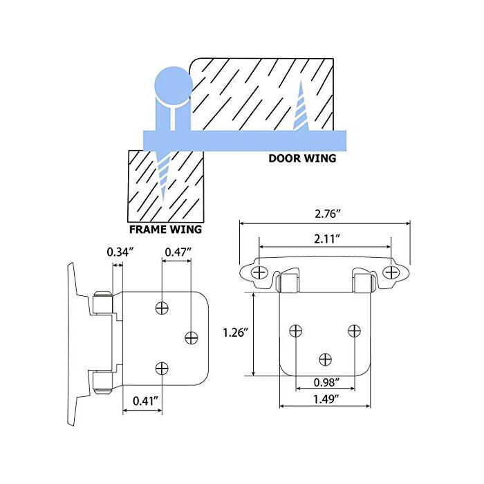 cabinet hinges surface mount for kitchen cabinets (25 Pairs), 30SNB -Homdiy