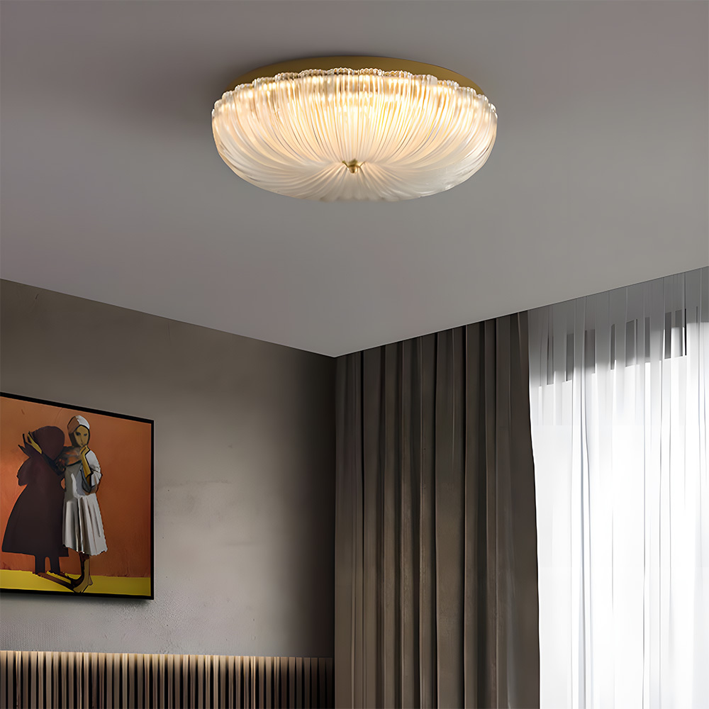 Art Decor Brass Glass Living Room Flush Mount Ceiling Lights