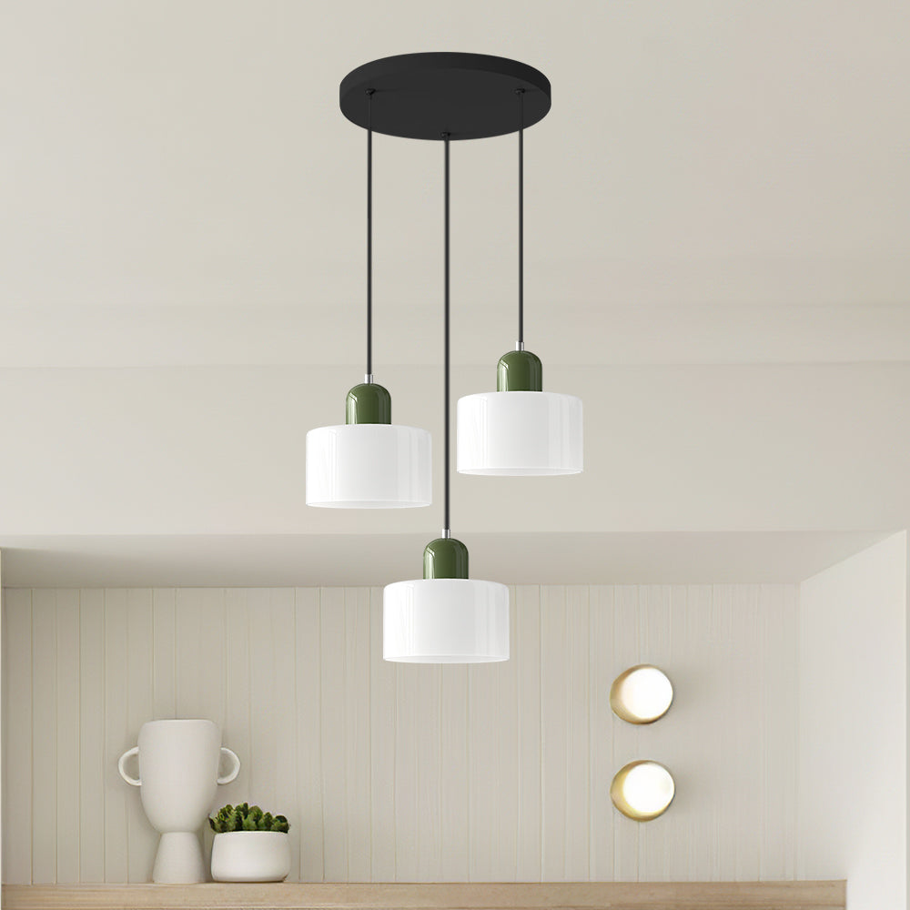 Contemporary 3-Heads Glass Pendant Light For Kitchen