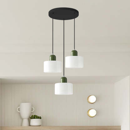 Contemporary 3-Heads Glass Pendant Light For Kitchen