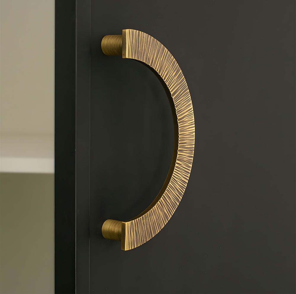 Retro Brass Semi Circle Textured Cabinet Handles