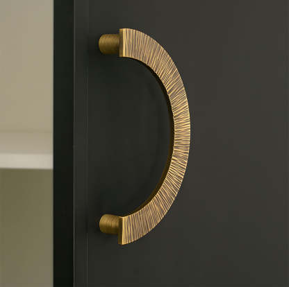 Retro Brass Semi Circle Textured Cabinet Handles