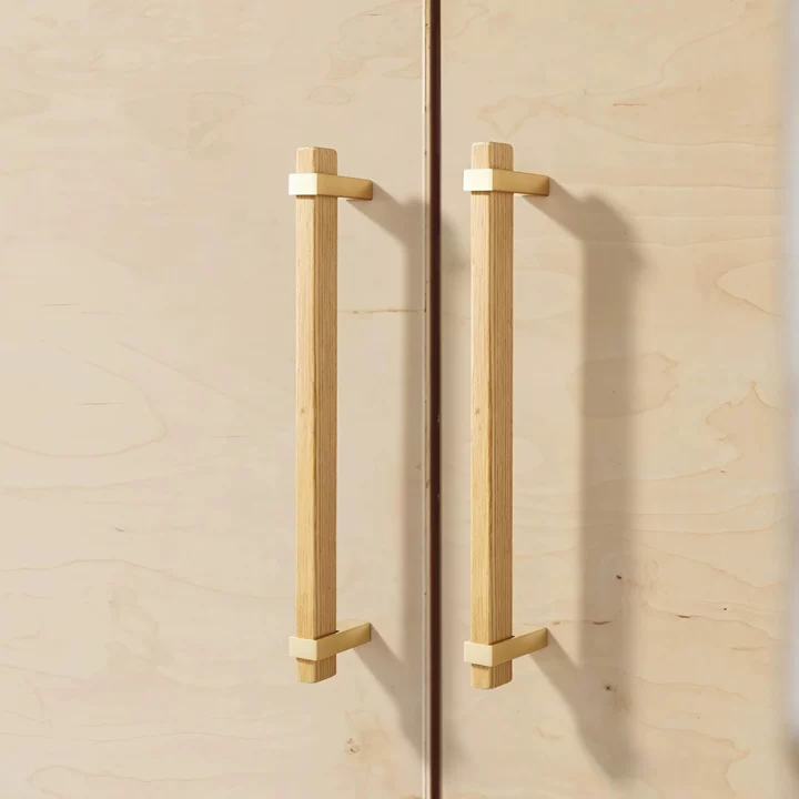 Square Wooden Brass Walnut Cabinet Handle Kitchen Drawer Pulls
