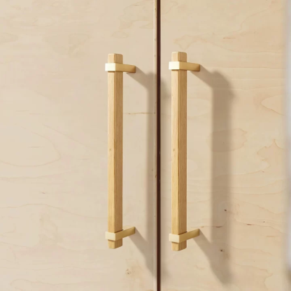 Square Wooden Brass Walnut Cabinet Handle Kitchen Drawer Pulls