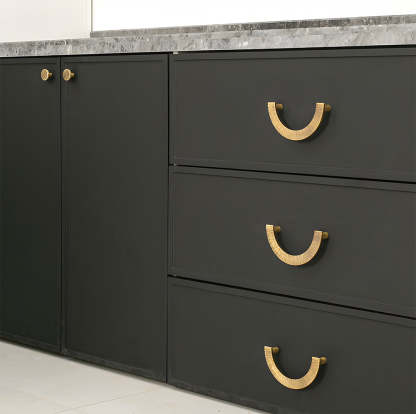 Retro Brass Semi Circle Textured Cabinet Handles