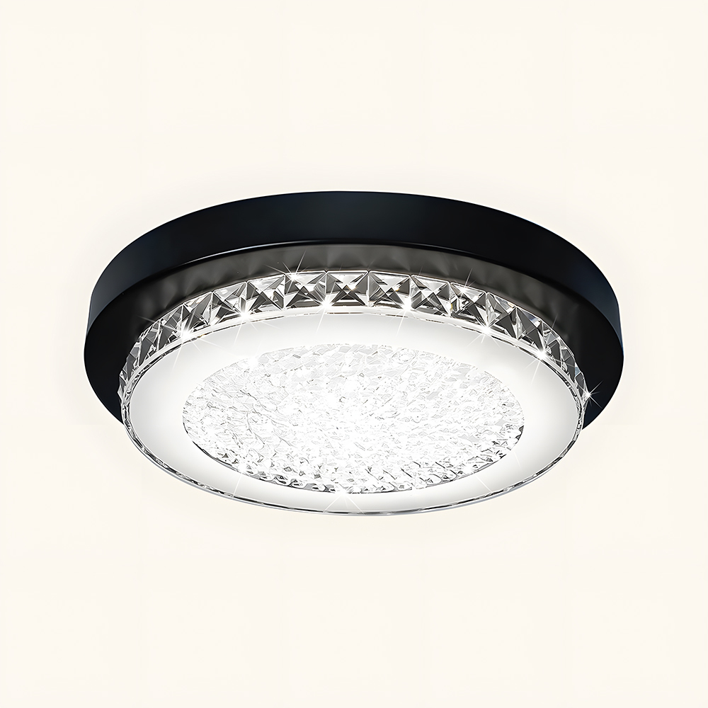 American Black Flush Mount Crystal Ceiling Light For Bedroom-17