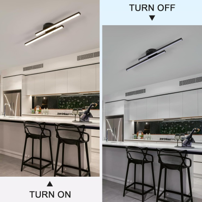 Modern Aluminium Long Strip Semi Flush Mount LED Ceiling Light For Living Room