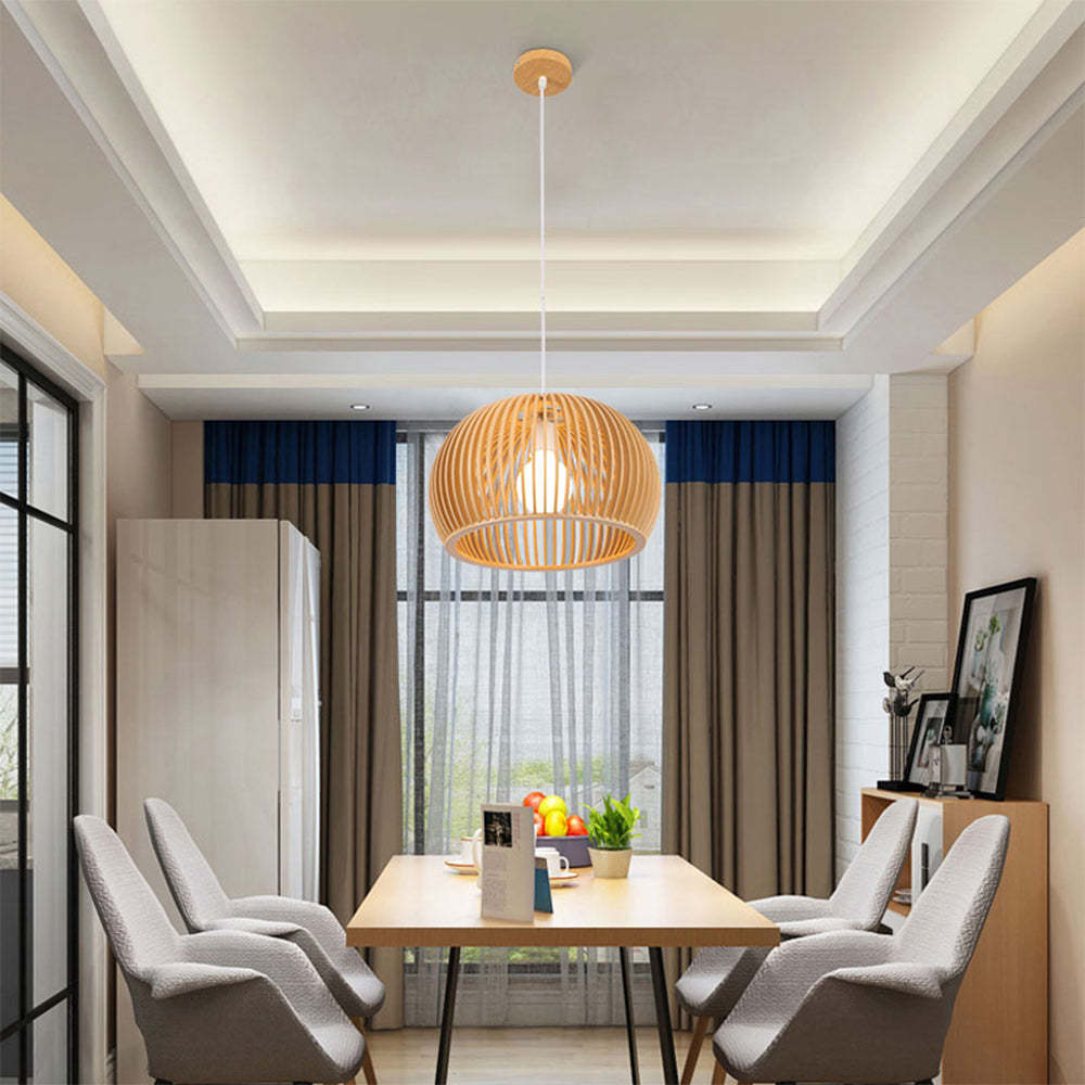 Rattan Pumpinkin Shape Creative Designer Pendant Light -Homdiy