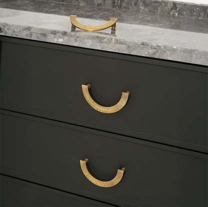 Retro Brass Semi Circle Textured Cabinet Handles
