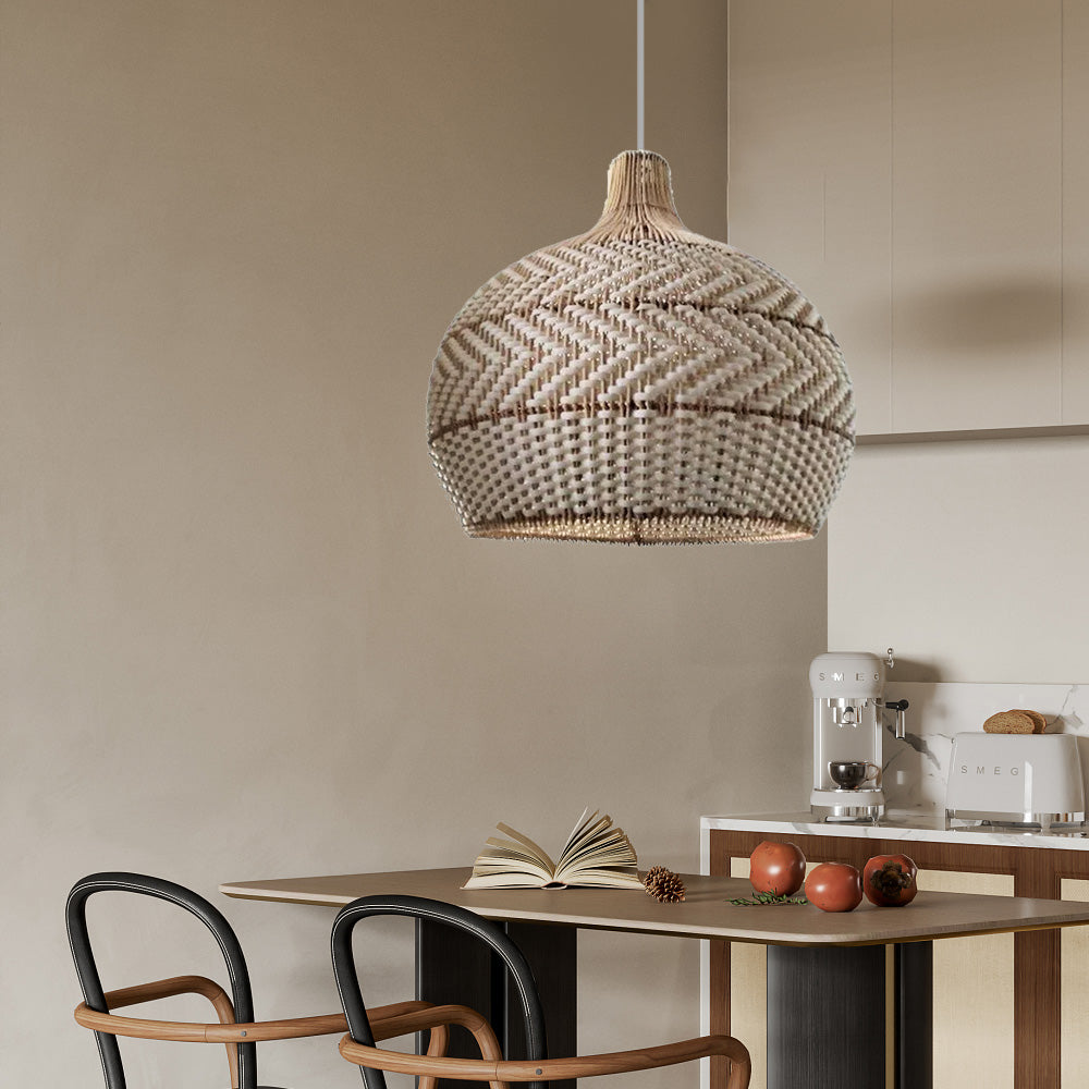 Homdiy Rattan Pendant Light Retro Wicker Bamboo Pendant Lamp