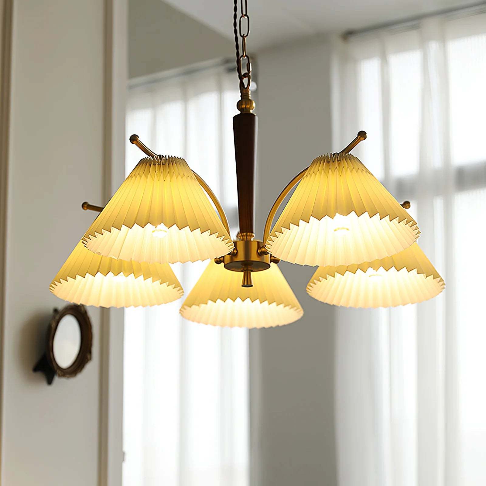 Retro Pleated Lampshade Chandelier Decoration Dining Fixture -Homdiy