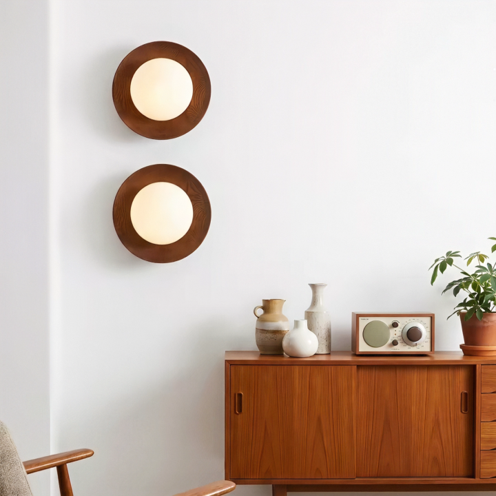 Natural Wood White Simple Wall Light