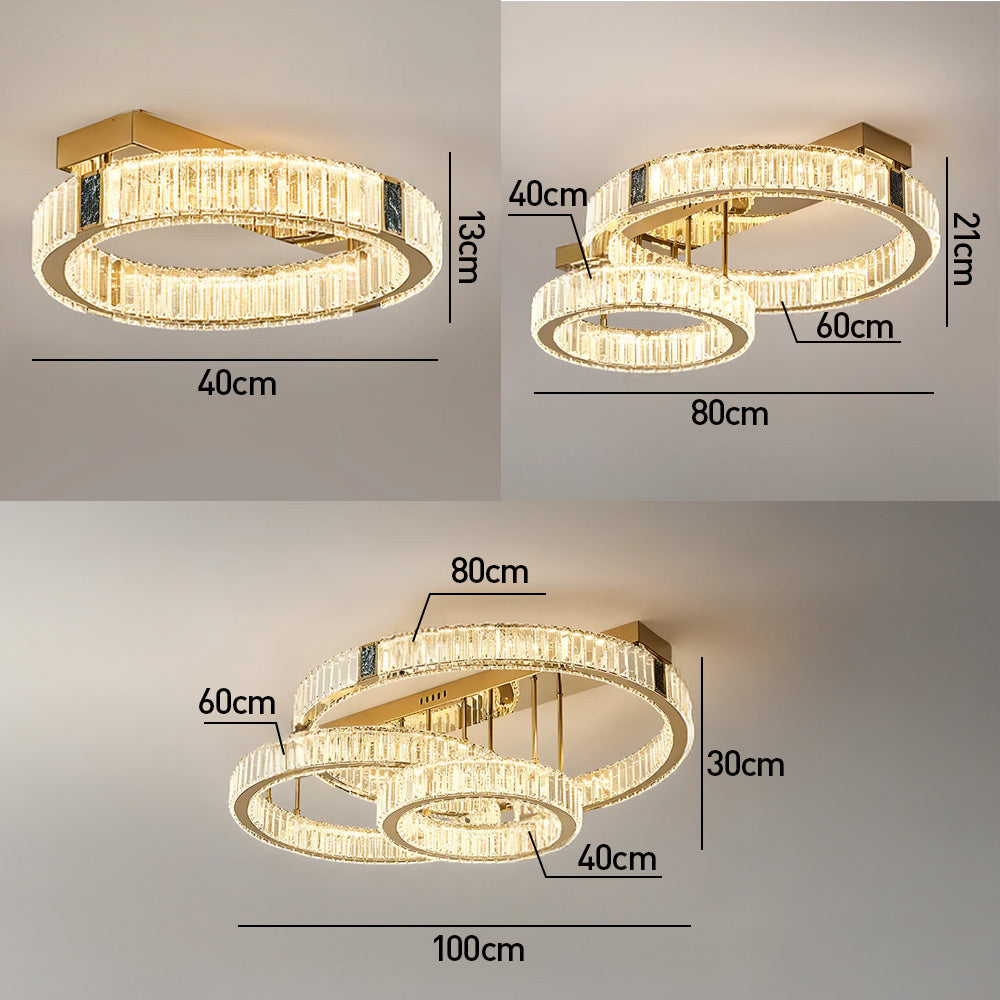 Modern Gold Crystal LED Ring Flush Mount Ceiling Light