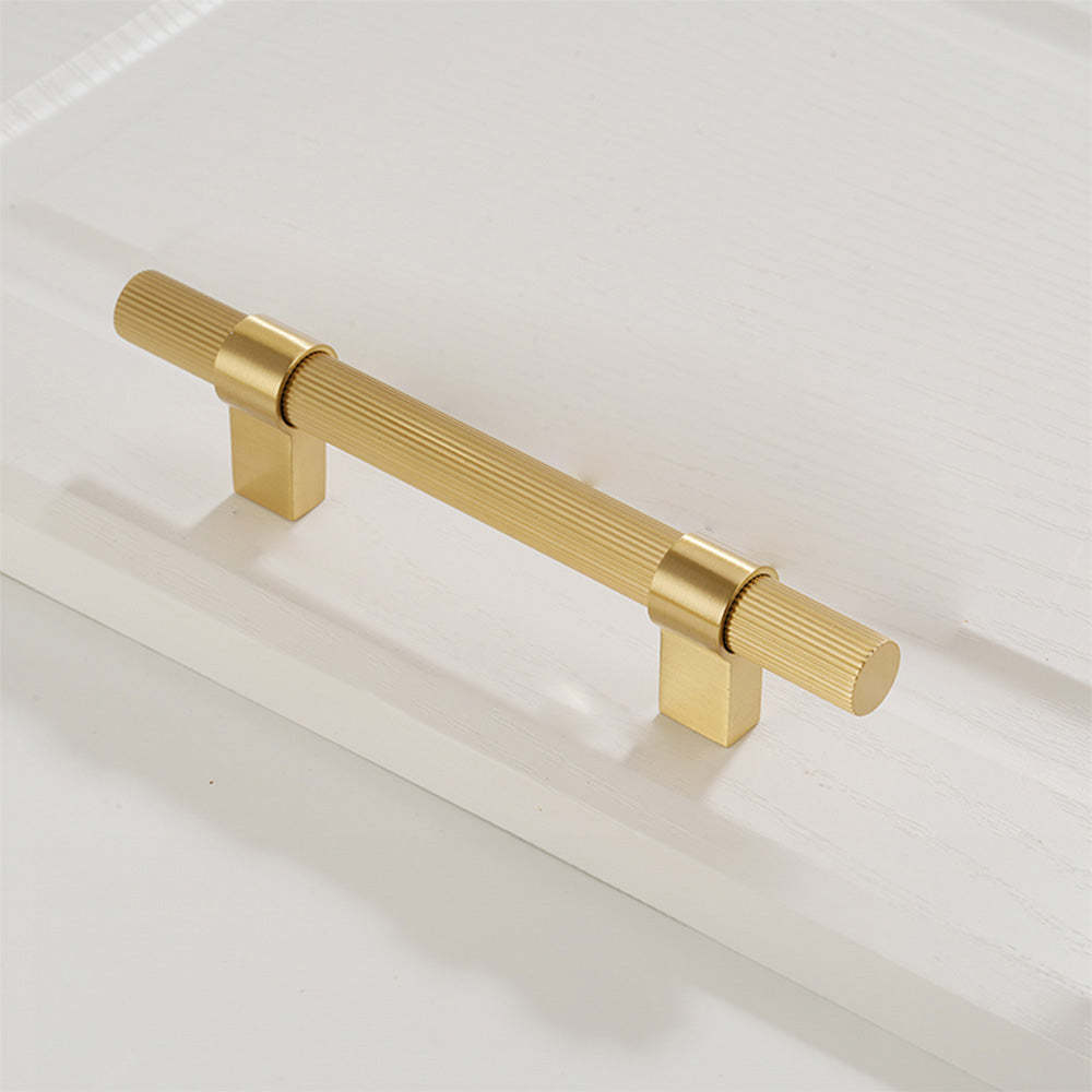 Solid Brass Gold Knurled Hardware Kitchen Cabinet Pulls