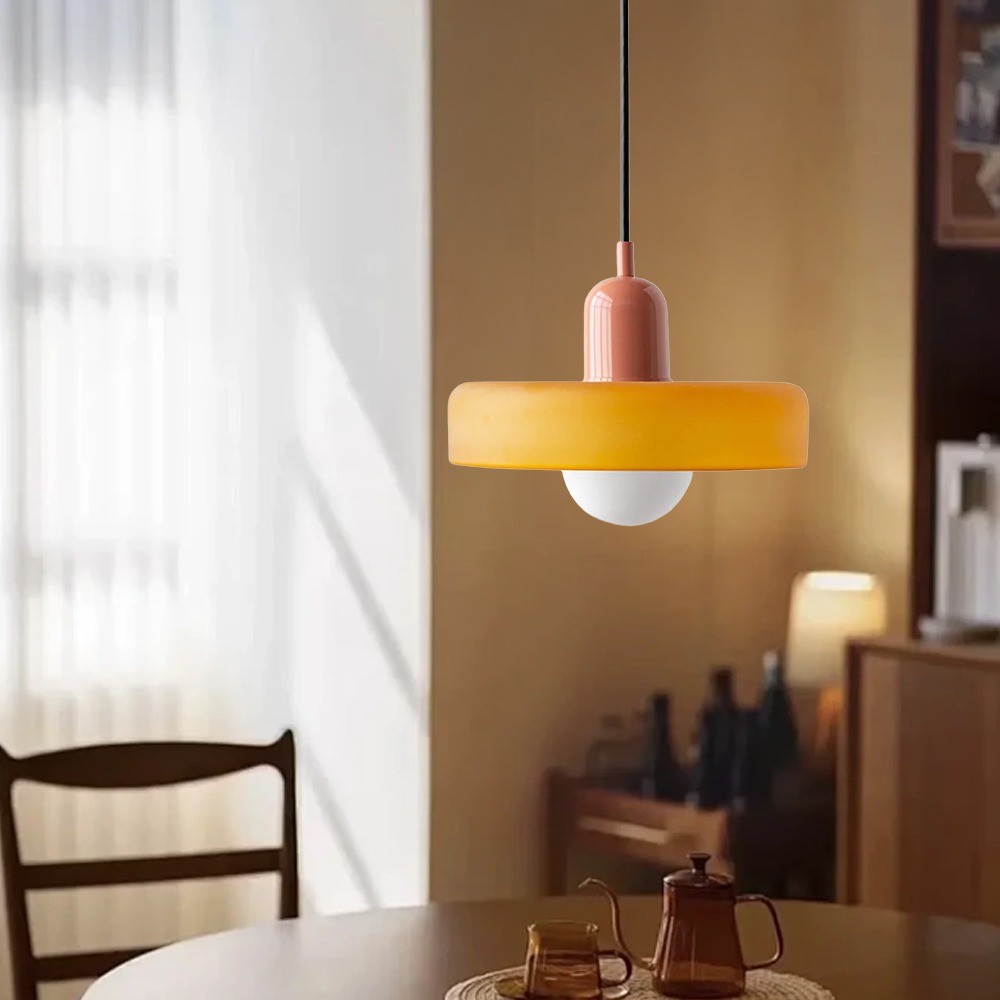 Homdiy 2 Heads Modern Bauhaus Pendant Light Stained Glass Hanging