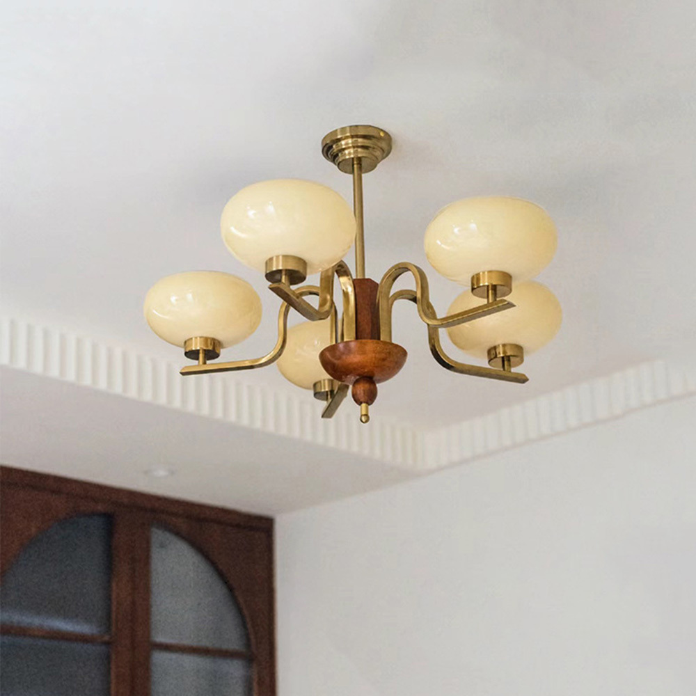 [Copy]Medieval Ball Glass Iron Brown Living Room Chandelier