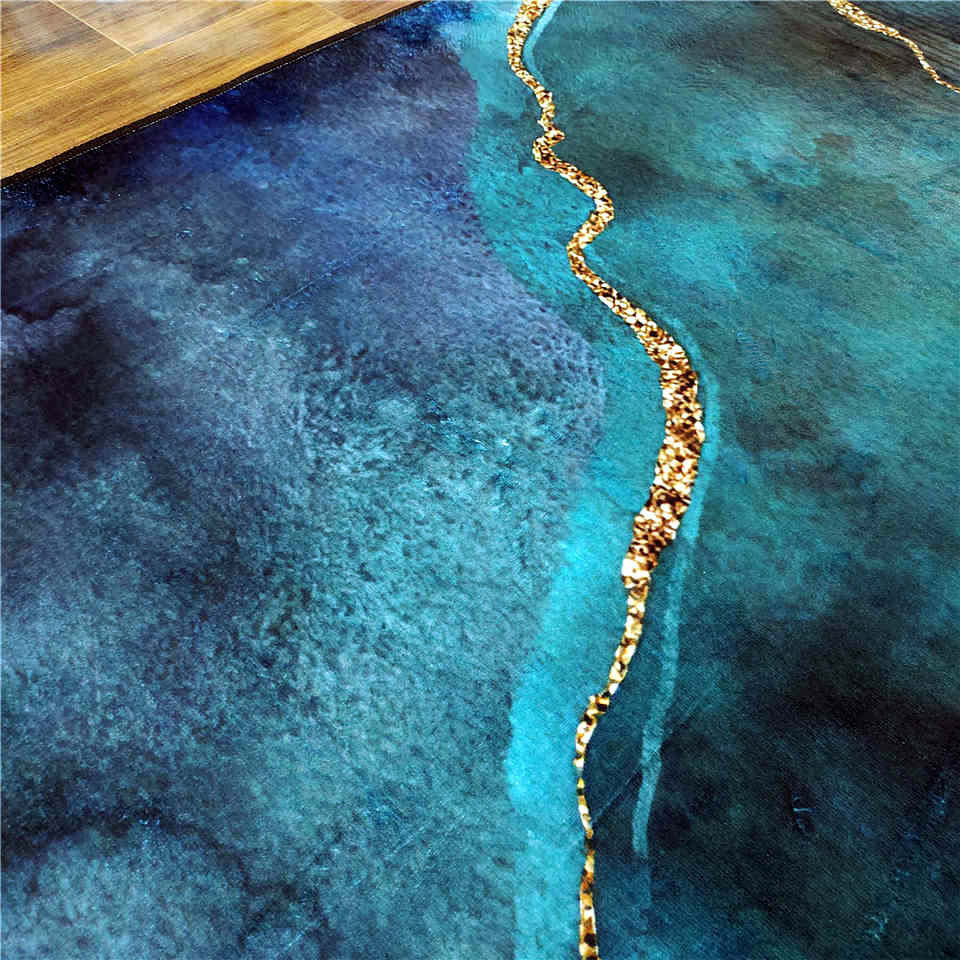 Luxury Teal Rug For Living Room Decoration Big Floor Mat -Homdiy