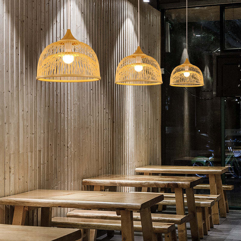 Simple Small Chandelier Decorative Bamboo Woven Pendant Lampshade -Homdiy