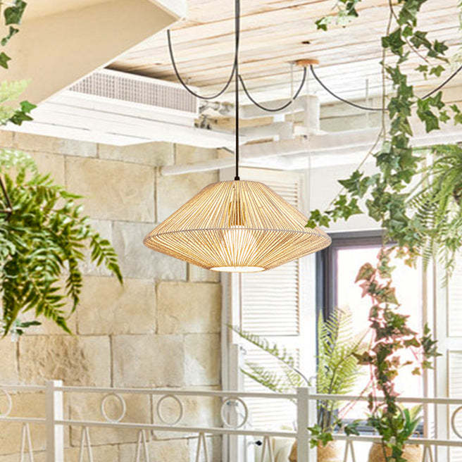 Retro Woven Hemp Rope Pendant Light Over Kitchen Island -Homdiy