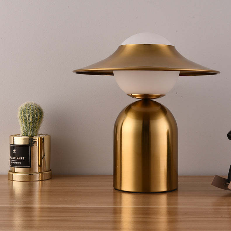 Modern Hat Glass Table Lamp Golden Ball LED Desk Lamp -Homdiy