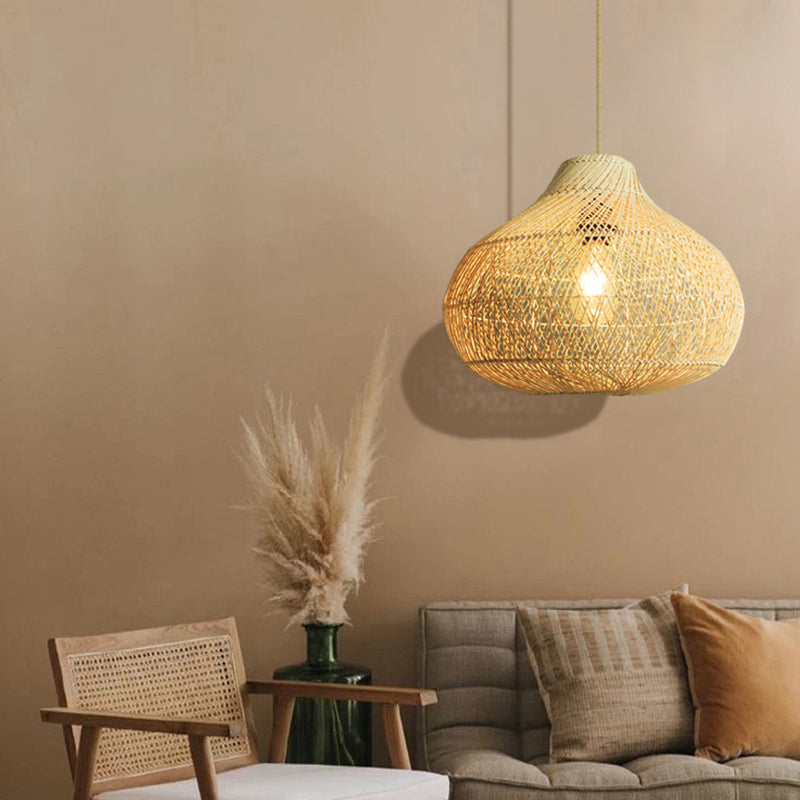 Natural Rattan Pendant Lamp Shade for Living Room -Homdiy