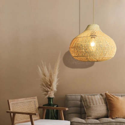 Natural Rattan Pendant Lamp Shade for Living Room -Homdiy