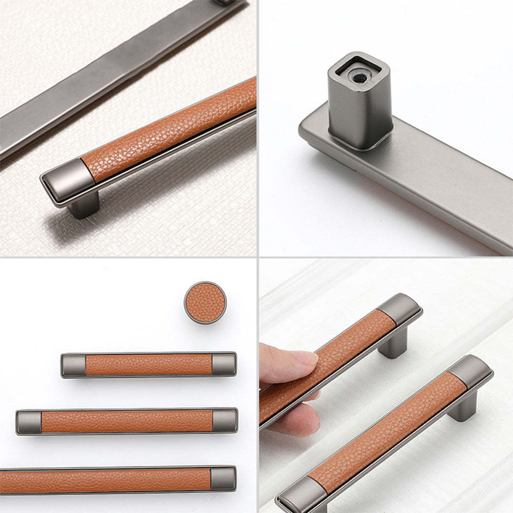 Antique Brown Leather Cabinet Handles -Homdiy