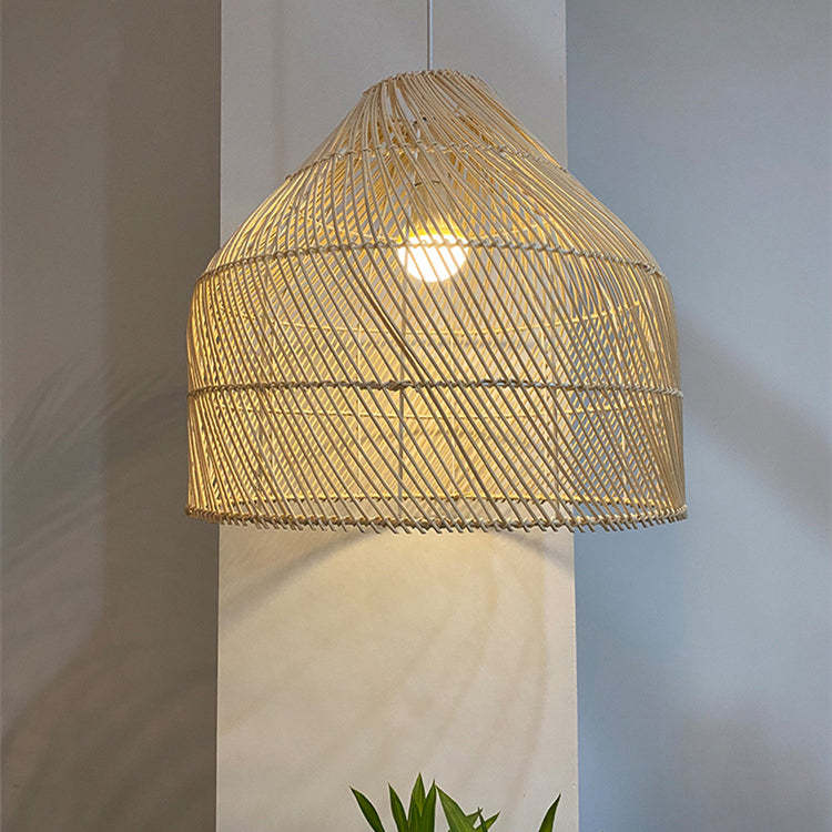 Handwoven Rattan Chandelier Rustic Wicker Pendant Light Fixture -Homdiy
