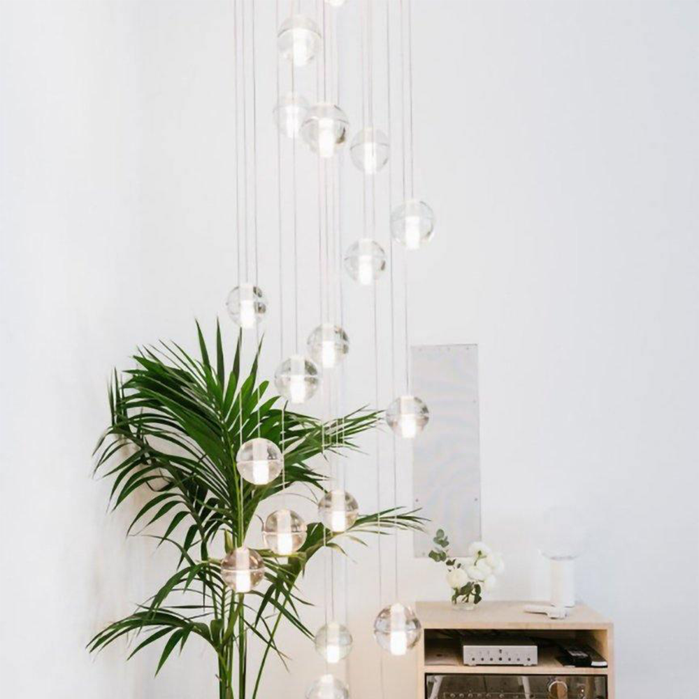 Round & Square Crystal Pendant Lamp Stairway Lamp -Homdiy