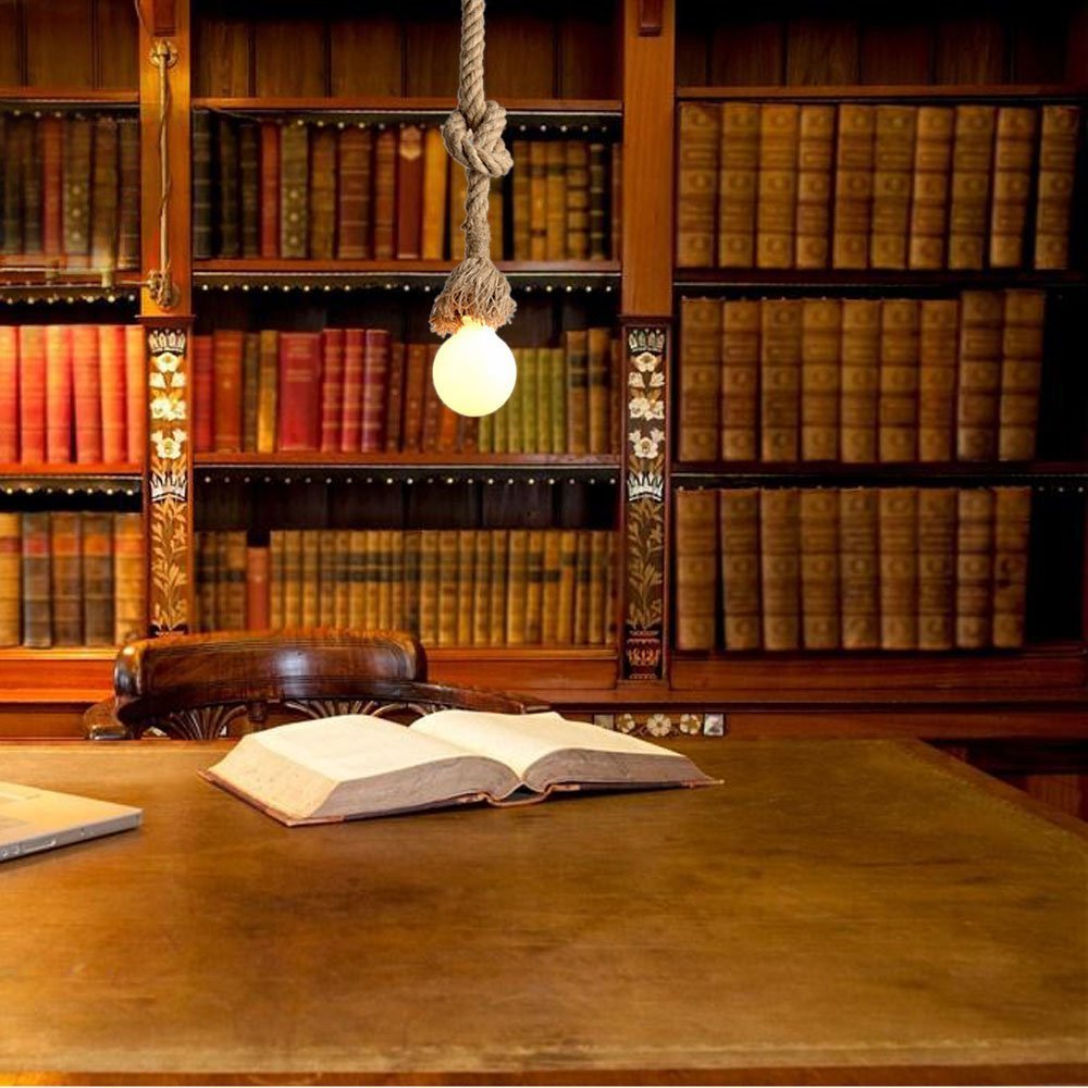 Country Retro Hemp Rope Pendant Light -Homdiy